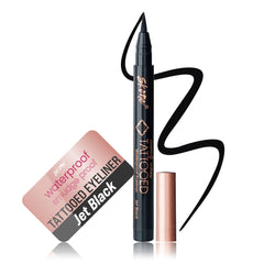 Skone Waterproof Liquid Eyeliner jet-black felt-tip close-up shows intense pigment and precise control.