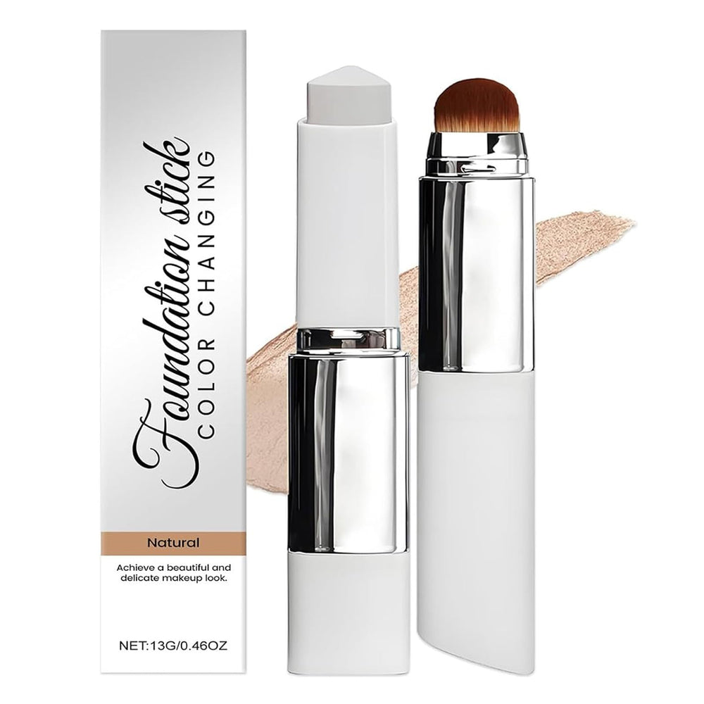 SKROSS Blanc Cover Cream Stick V White packaging swatch demonstrates color-adapting balm-to-foundation blend.