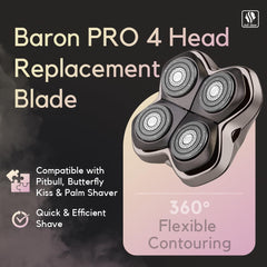 Baron PRO4 replacement blade open view highlights sharp edge for precise grooming.