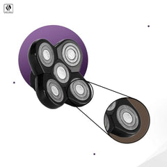 Skull Shaver Carver 5 Head rotating blades independently reach tight areas like the back of the head