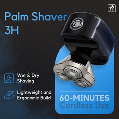 Skull Shaver Palm Shaver three flexible heads for close, even shaving across skin types.