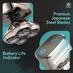 Skull Shaver Pitbull Platinum PRO with travel case and USB cable for on the go grooming
