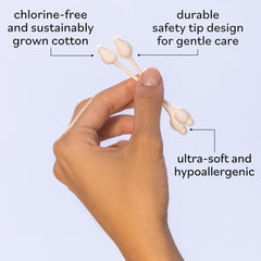 Sky Organics baby cotton swabs for gentle outer-ear cleaning.