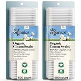Sky Organics packaging for organic cotton swabs highlights sustainability for daily self-care.