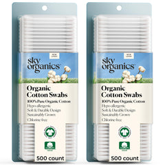 Sky Organics packaging for organic cotton swabs highlights sustainability for daily self-care.