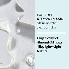 Sky Organics Sweet Almond Oil application scene for massage and body care.