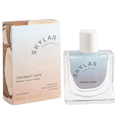 Skylar Coconut Cove EDP bottle on white surface for everyday fruity freshness.