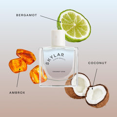 Skylar Coconut Cove middle-notes featuring coconut and jasmine for tropical mood.