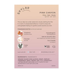 Skylar Pink Canyon bottle closeup shows clean design suited for sensitive-skin fragrance.