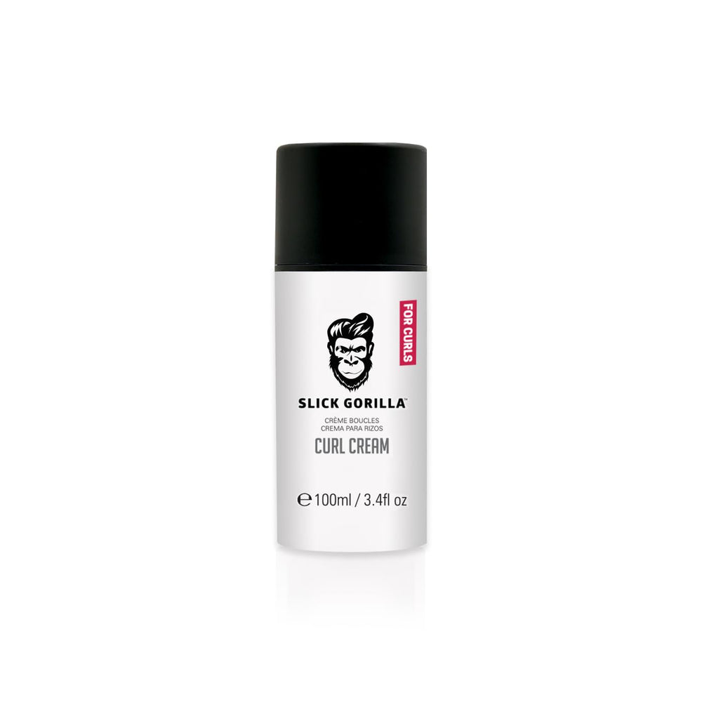 Slick Gorilla Curl Cream bottle closeup showing lightweight hydrating formula.