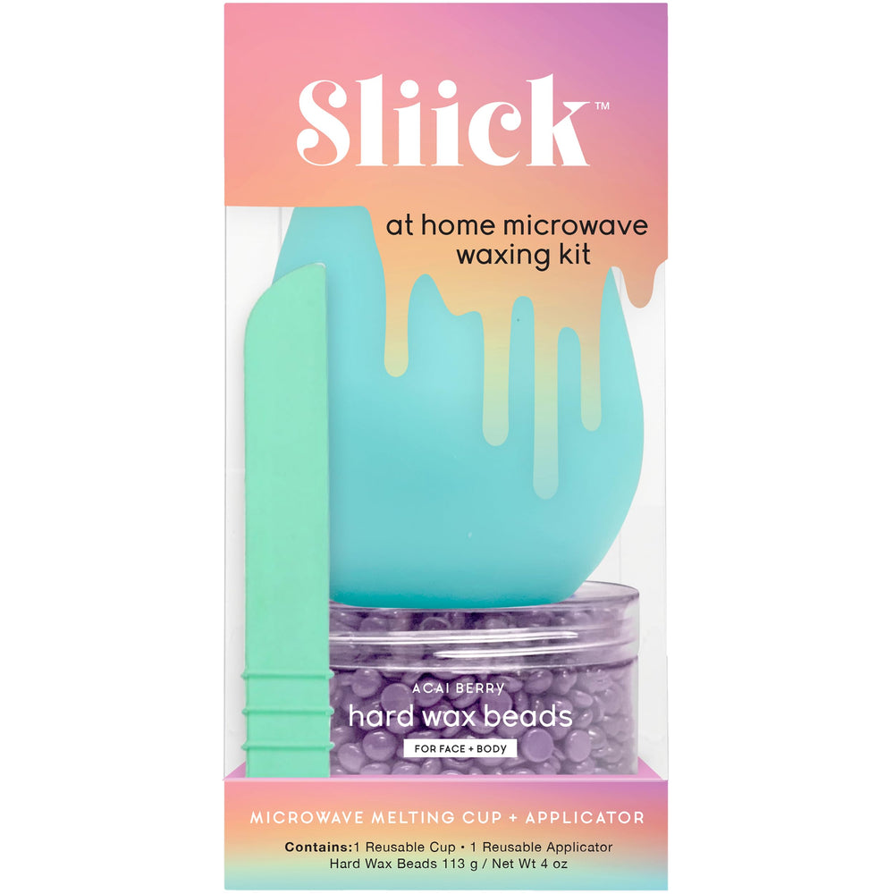 Sliick at-home waxing kit acai berry beads for a fragrant, DIY waxing session.