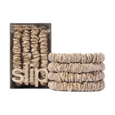 Slip Silk Skinny Scrunchies blonde packaging showcases premium silk and gift-ready appeal.