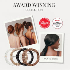 SLIP skinny scrunchies secure hold dark brown; gentle on hair for all styles.
