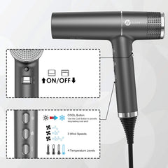 Slopehill hair dryer ion emission system reduces static for smoother hair