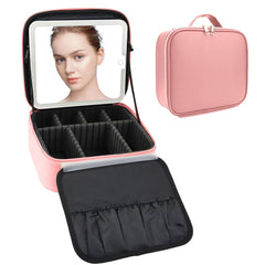 SLUMAZI travel makeup bag with LED mirror—compact and ready for on-the-go touch-ups.