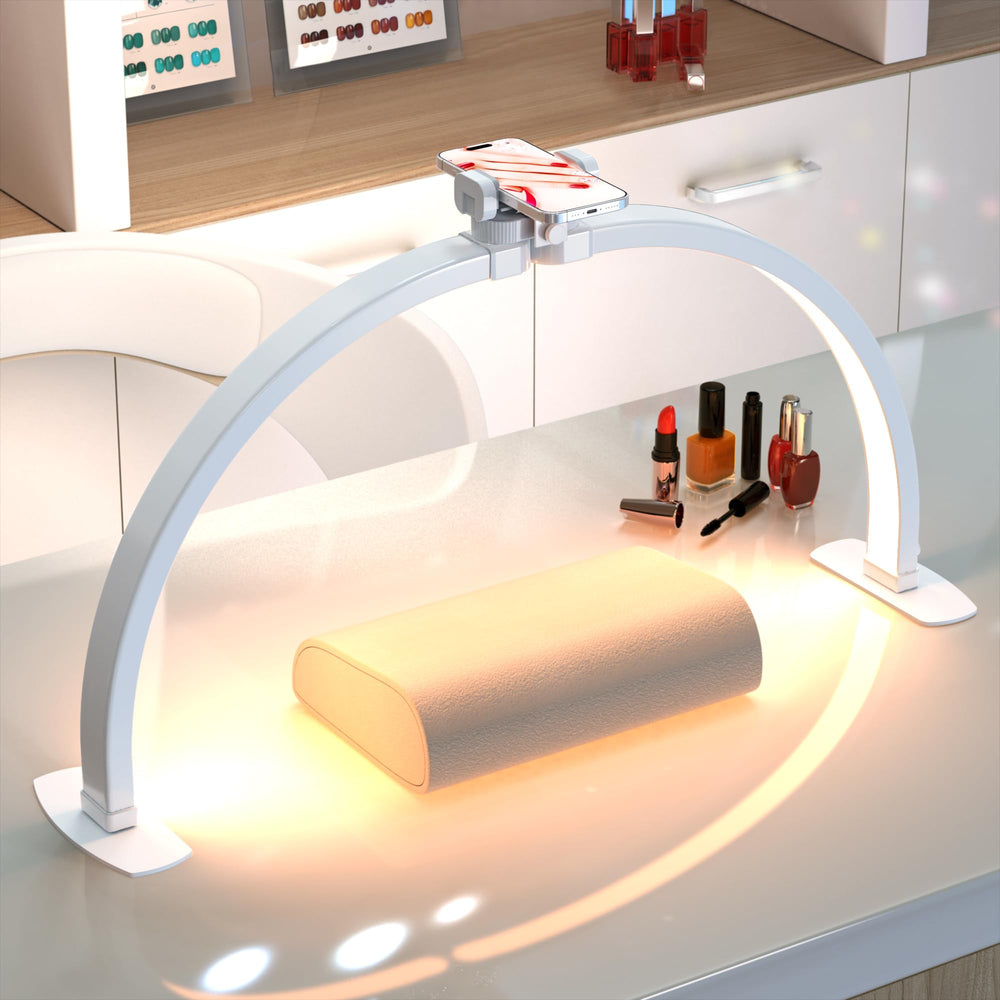 SLYFTE Pro Half Moon Light provides shadow-free nail desk illumination for precise detailing.
