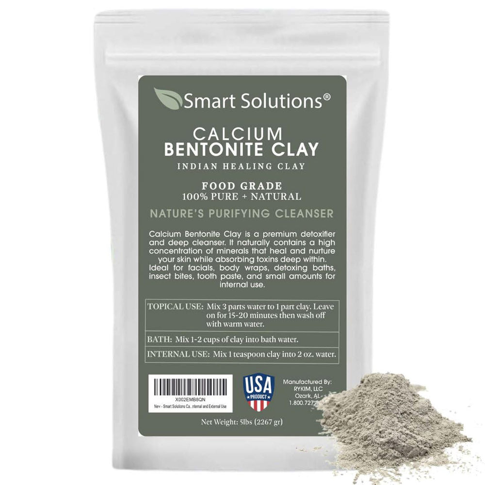 SMART SOLUTIONS Calcium Bentonite Clay tub closeup shows premium texture for gentle cleansing