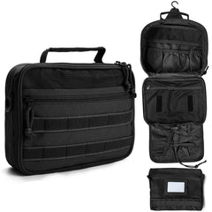 SMONT toiletry bag for men front view highlights rugged canvas and organized compartments for travel
