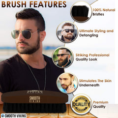 Smooth Viking beard comb dual-sided pearwood highlights precise detangling for wet or dry beards.