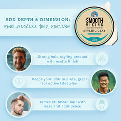 Smooth Viking hair clay strong hold defines a lasting, no-fuss hairstyle