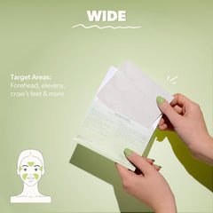 Smoothies wide wrinkle patches night application showing patch placed before sleep.