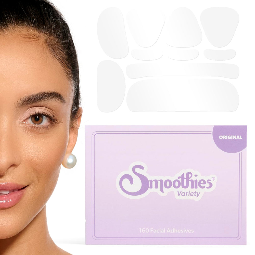 Smoothies wrinkle patches box front with 160 adhesives for overnight smoothing