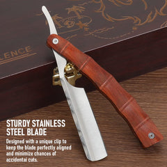 SNBNX ergonomic straight razor handle brown—lightweight balance for comfortable control.