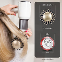 Sndyi round brush hair-drying-use demonstrates quick-dry styling with even heat distribution.
