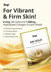 SNP 1000mg Collagen mask on model skin highlights tightening and radiant glow.