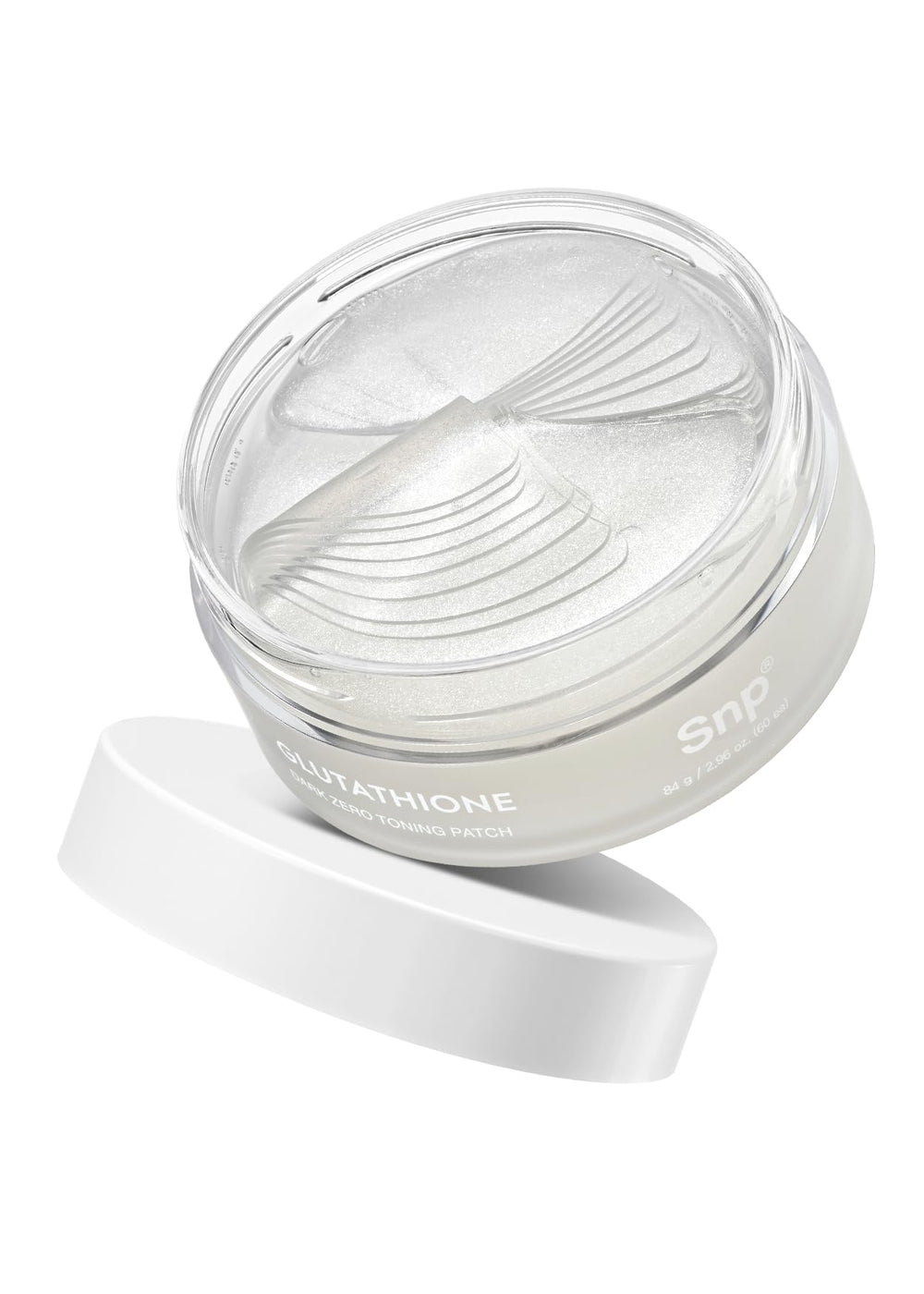 SNP 99% Glutathione + Niacinamide eye patch closeup brightening under-eye area