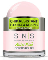 SNS Healthy Natural Nails Barely Touch jar shows natural cream shade for long-lasting color.