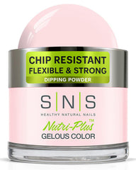 SNS Healthy Natural Nails Barely Touch jar shows natural cream shade for long-lasting color.