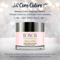 SNS Healthy Natural Nails Barely Touch application swatch demonstrates rich, mirror-like finish.