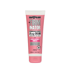 Soap & Glory The Firm-inator bottle closeup highlighting firming action.