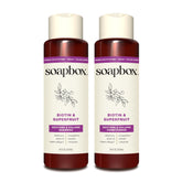 Soapbox Biotin & Superfruit Shampoo bottle with vegan formula for thicker-looking hair