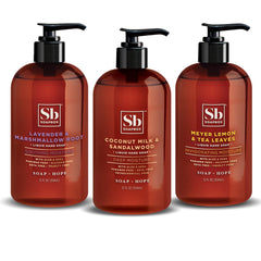 Soapbox hand soap variety pack bottles with pumps for easy handwashing in every room
