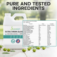 Soapeauty olive oil pour demonstrates versatility for massage and body use.