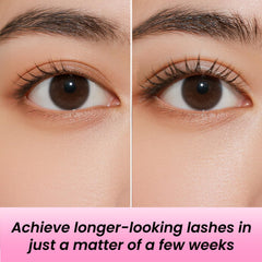Sobetuar eyelash serum packaging on vanity highlights natural formula for gentle lash nourishment.