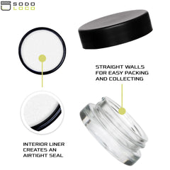 Wide-mouth SODO LOCO jar makes packing and dispensing easy.