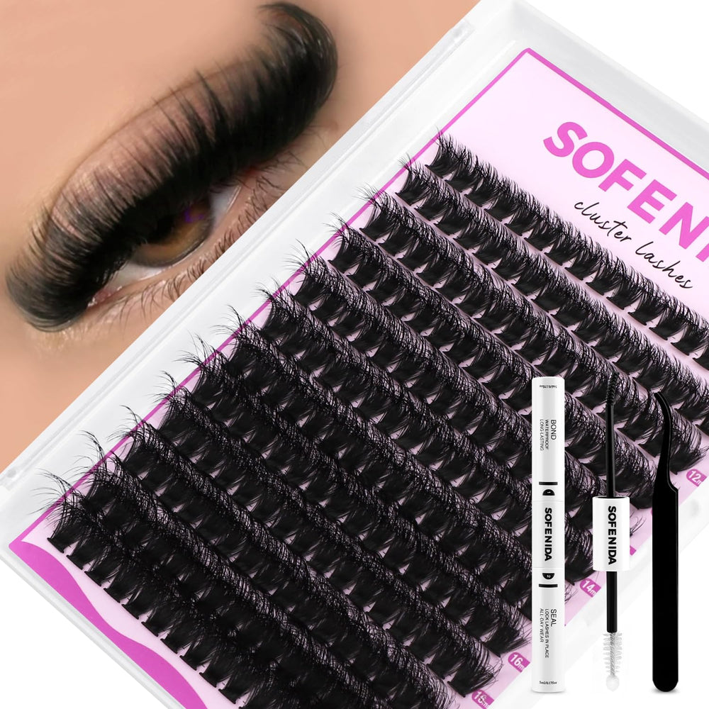 SOFENIDA lash clusters kit 80D thick lashes deliver bold volume for dramatic eye looks.