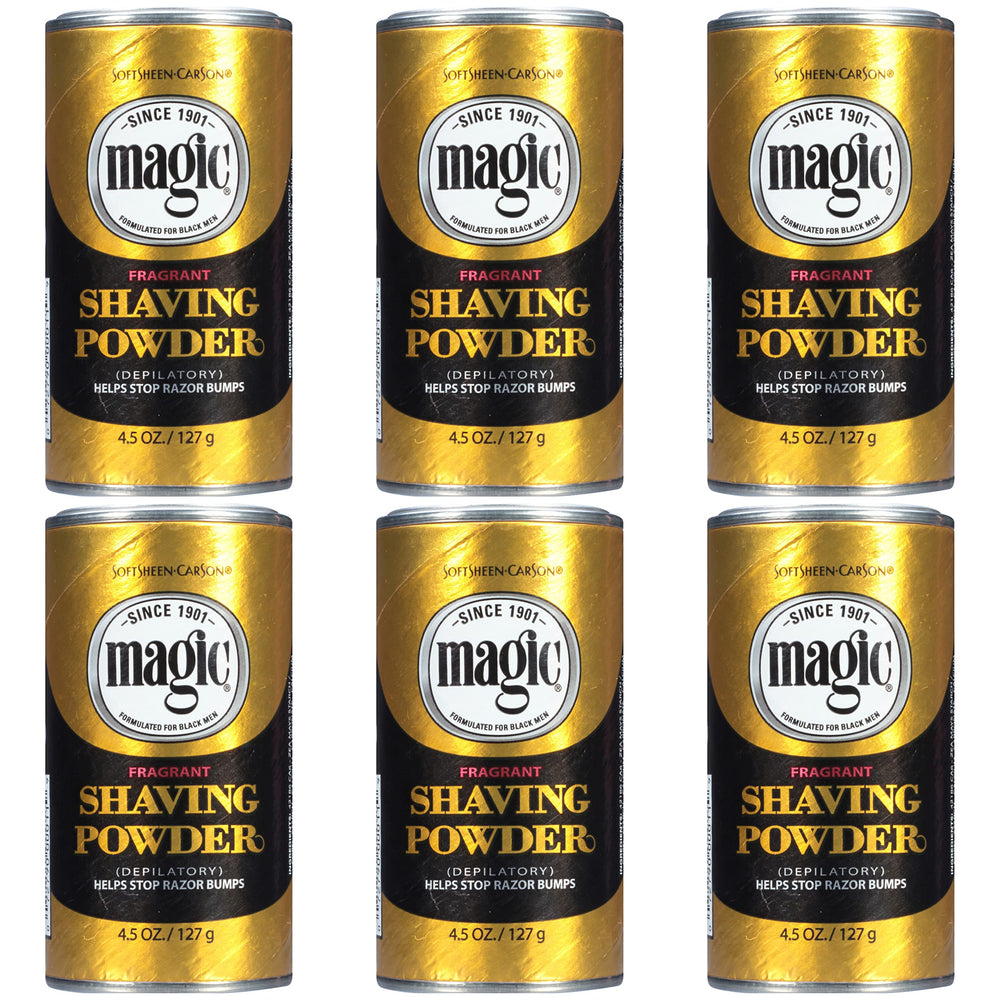 SoftSheen Magic Shave Powder jar front view for razorless shave convenience and smoother skin