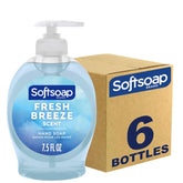 Softsoap Fresh Breeze pump dispenser shown for daily hand cleansing at the sink