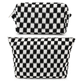 SOIDRAM checkered makeup bag image showing large capacity for cosmetics on the go