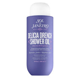 Sol de Janeiro Delicia Drench Shower Oil bottle nourishes skin during shower ritual.