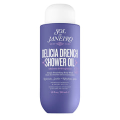 Sol de Janeiro Delicia Drench Shower Oil bottle nourishes skin during shower ritual.