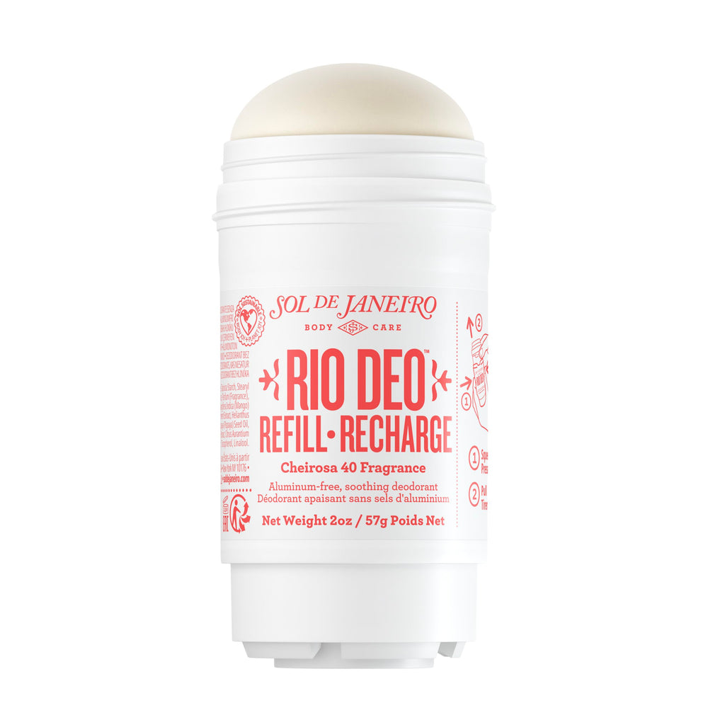Sol de Janeiro Rio Deo Cheirosa 40 refill packaging shows sustainable design for easy refills.