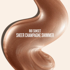 Sol de Janeiro glow oil swirl captures translucent champagne shimmer on skin.