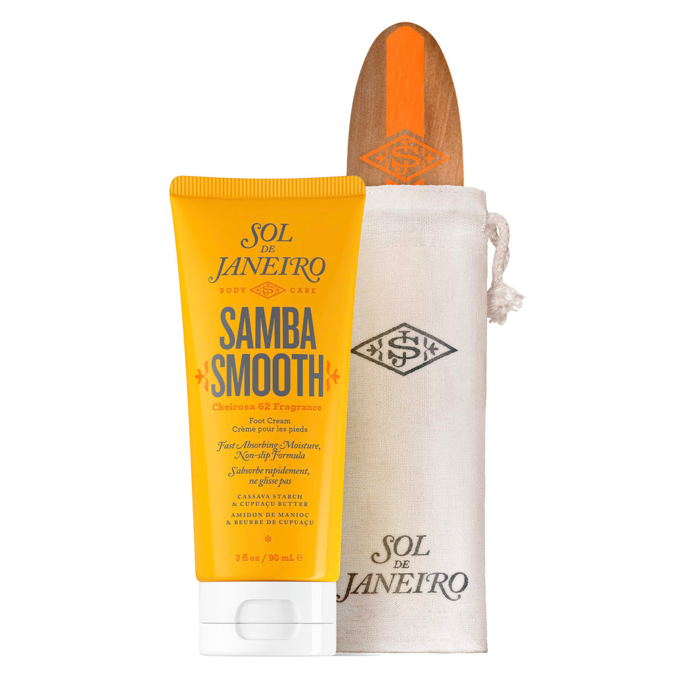 Sol de Janeiro Samba Smooth Foot Cream front view highlights hydrating formula for silky feet.