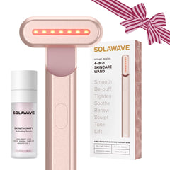 Solawave 4-in-1 wand main view for at-home facial care with red light, warmth, and massage.