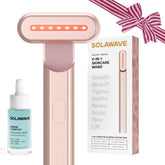 Solawave 4in1 therapy wand in-use for red light facial rejuvenation at home.